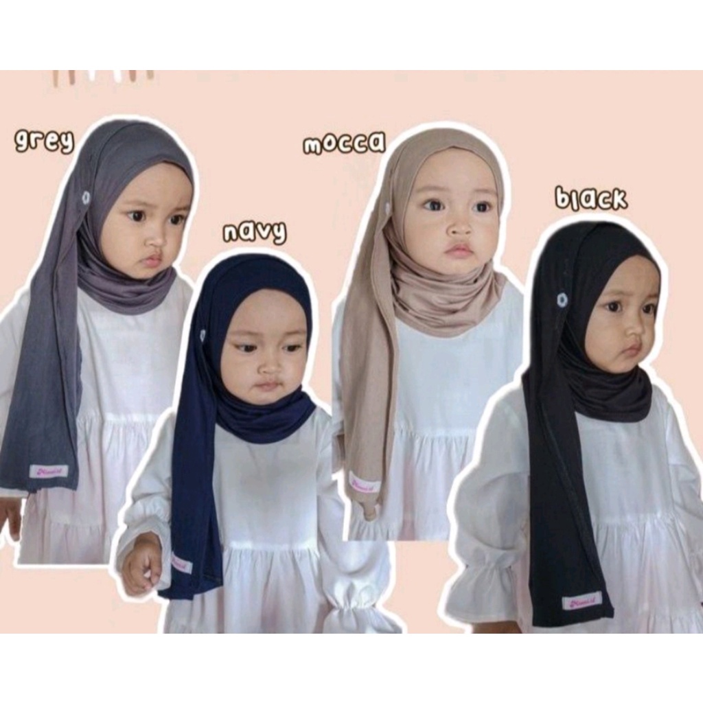 Pashtan Kids Jersey Childrens Pashmina Buttons / Premium Jersey Instant Childrens Pashmina Hijab / Contemporary Childrens Pashmina