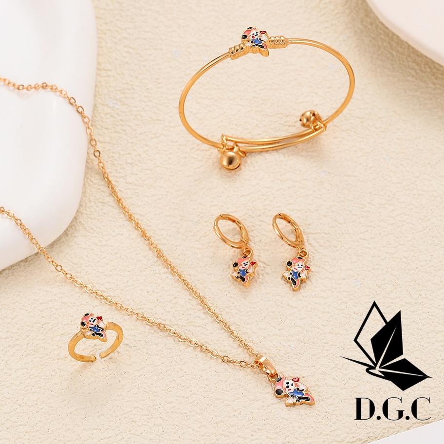 CodeS8e8D New Mart DGC ชุดเครื่องประดับสําหรับเด็กชุดเครื่องประดับป้องกันสนิมต่างหูเกาหลีสร้อยคอสร้อ