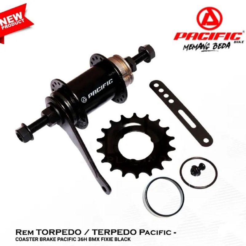 Hitam Pacific SP-B403 ดุมหลัง Torpedo 36 หลุม สีดํา สําหรับจักรยาน Bmx Fixie Etc 36H B403