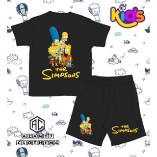 ชุดเสื้อยืด กางเกงขาสั้น พิมพ์ลายการ์ตูนภาพยนตร์แอนิเมชั่น The Simpsons Free Your Name สําหรับเด็ก