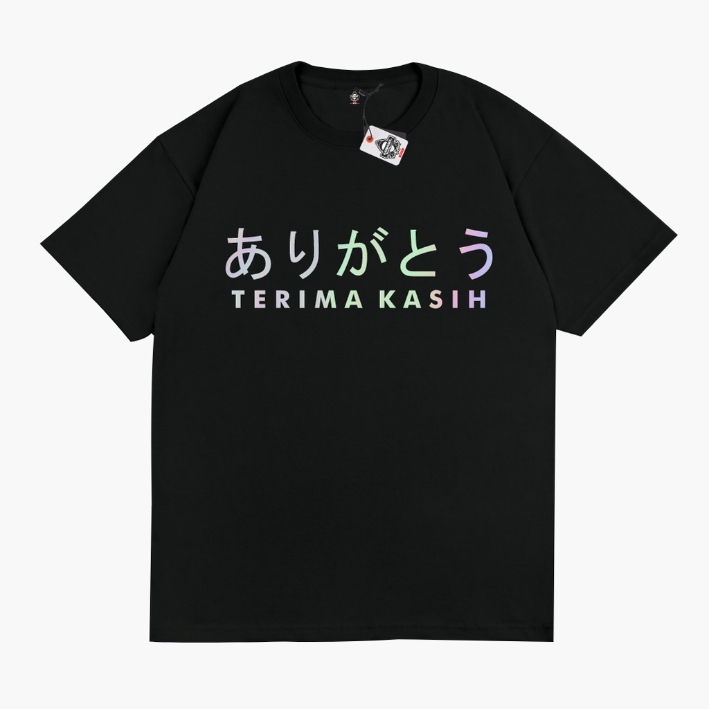 KRMK เสื้อยืด Unisex Distro เสื้ออะนิเมะญี่ปุ่นภาพ ARIGATO ขอบคุณโฮโลแกรม