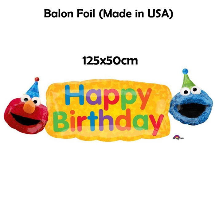 Hbd Elmo Fun Foil Balloon Balkar Made In Usa/Sesame Street Cookie Monster Balloon