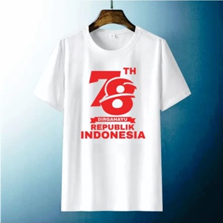 เสื้อยืดแขนสั้น พิมพ์ลาย Indonesian Independence 78th ขนาดใหญ่ สไตล์อินโดนีเซีย สําหรับผู้หญิง และผู้ชาย