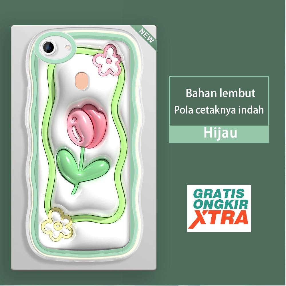 HIJAU Jinouwe OPPO F1S F3 F5 PLUS YOUTH F7 F11 PRO F9 เคสโทรศัพท์ 3D สีเขียวลายดอกลิลลี่สีสันสดใส so