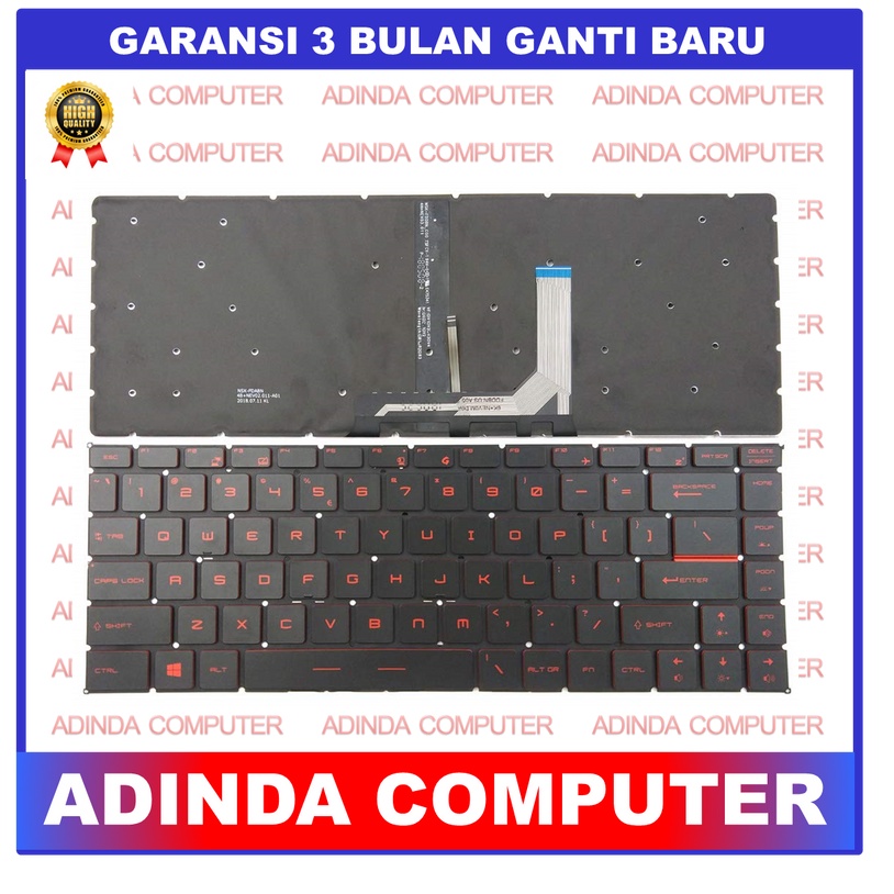 MSI GF63 MS-16Q3 MS-16Q4 MS-16R1 MS-16R3 MS-16R4 P65 PS63 10SD 10SE 10UC 11UD 9SC 9SD Red Backlight 