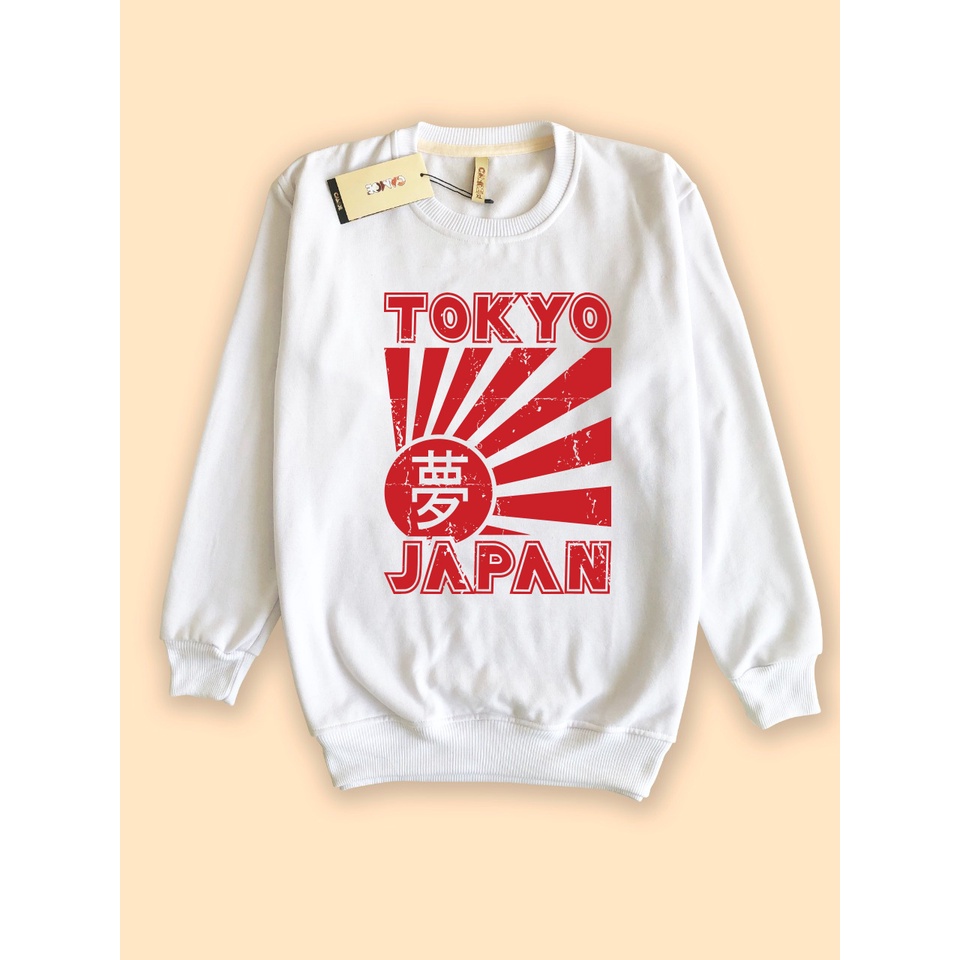 เสื้อกันหนาว Crewneck CAMOE Tokyo Japan Rising Sun Flag