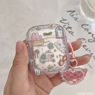 เคสหูฟัง แบบนิ่ม ลายการ์ตูนกระต่าย พร้อมพวงกุญแจ สําหรับ AirPods 3 Pro 2 2