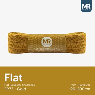 Mr Shoelaces FP72 เชือกผูกรองเท้า โพลีเอสเตอร์ สีทอง 7 มม. 80 ซม. 90 ซม. 100 ซม. 120 ซม. 130 ซม. 150 ซม. 180 ซม. 200 ซม. สําหรับรองเท้าผ้าใบ