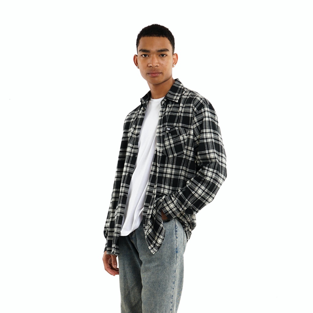 KEMEJA Void Flannel Brume Black / Flannel Shirt