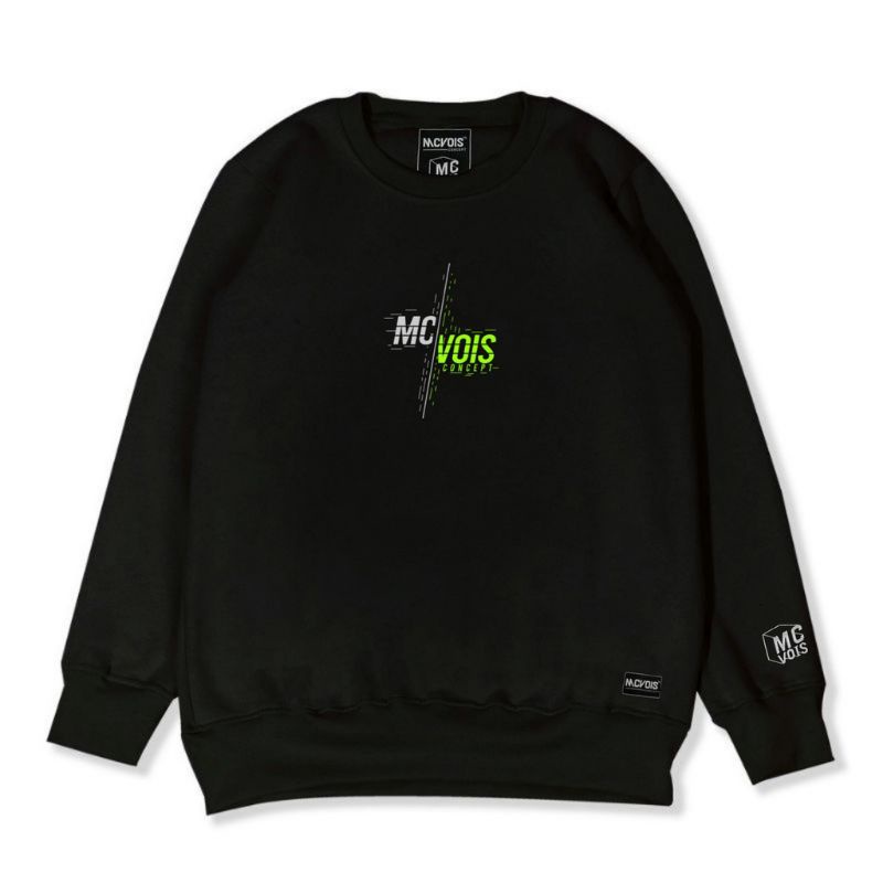 MC ois crewneck distro_black เสื้อสเวตเตอร์ unisex