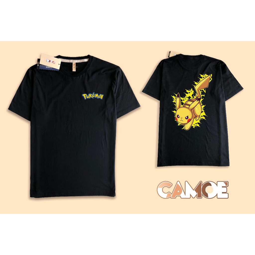 Pokemon Pikachu Volt Tackle อะนิเมะเสื้อยืดด้านหลังด้านหน้า