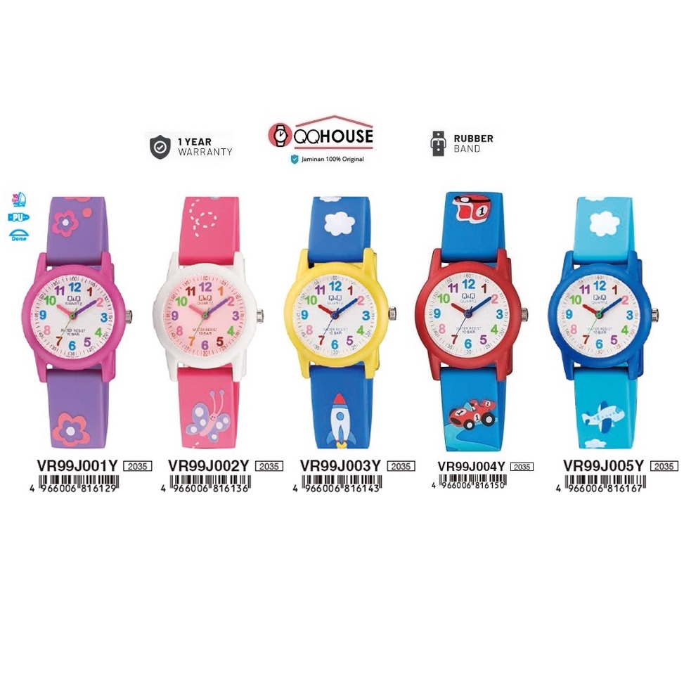 ดีที่สุด... Q&Q QNQ QQ VR99 VR99J VR99J002 VR99J002Y ANALOG KIDS WATCH RUBBER BAND CHILDRENS WATCHES