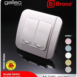 Pgdmji Broco Galleo G162-55S สวิตช์คู่ 2G Series 1 ทาง สีขาว ❆ (Laris)