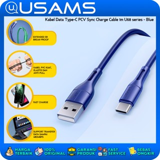 Usams สายชาร์จซิงค์ข้อมูล Micro USB U68 สีฟ้า