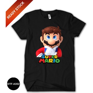 เสื้อยืด ผ้าฝ้าย พิมพ์ลาย Mario Bros 24s DTF-A352 สําหรับเด็ก