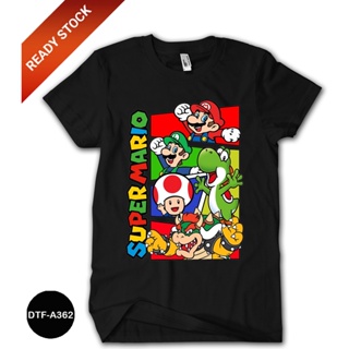 เสื้อยืด ผ้าฝ้าย พิมพ์ลาย Mario Bros 24s DTF-A362 สําหรับเด็ก