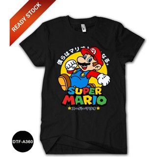 เสื้อยืด ผ้าฝ้าย พิมพ์ลาย Mario Bros 24s DTF-A360 สําหรับเด็ก