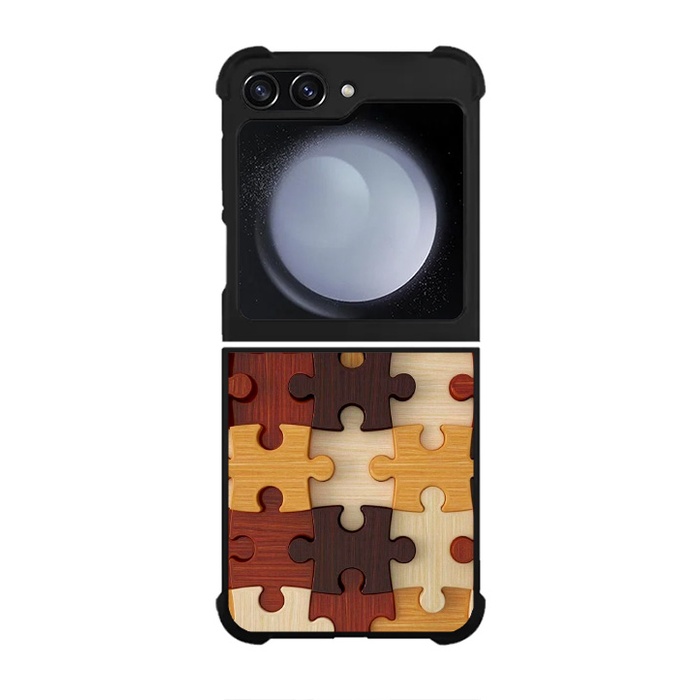 Case Casing Softcase Hardcase Samsung Galaxy Z Flip 5 5G Puzzle Wood DF20