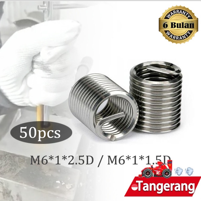 ถูก จํากัด!. 50PCS Recoil M6 เกลียวแทรก M6 1.0 2.5D/ชุดซ่อมด้าย / Helicoil M6