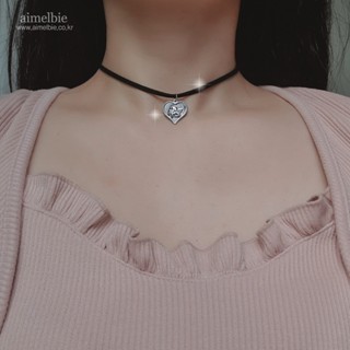 ♥ เครื่องประดับ รูปแอมเมลบี้ สไตล์เกาหลี ♥ Baby Angel Heart Choker - Silver ver. (Kep1er Youngeun สร้อยคอ)