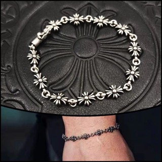 Chrome HEARTS สร้อยข้อมือเงินแท้ เกรด 925 จี้รูปหัวใจ ประดับโครเมี่ยม สไตล์พังก์ หรูหรา เครื่องประดับ สําหรับงานปาร์ตี้