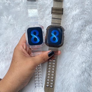 111.11 พร้อมส่ง สายนาฬิกาข้อมือ แบบใส สําหรับ watch T500 T55 T500plus iwatch HW22 42 มม. 44 มม. Glacier jamtangan smartwatch