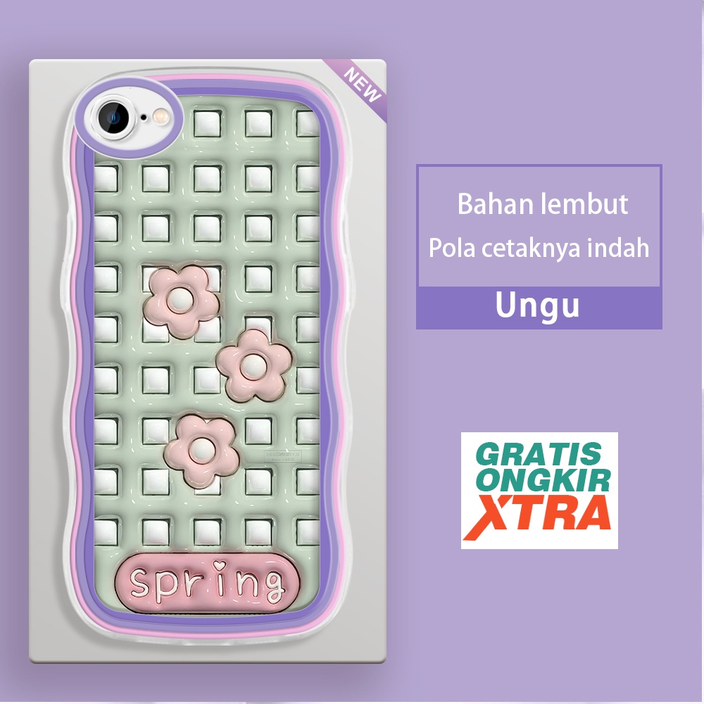 HIJAU Jinouwe Apple iPhone 6 6S 7 8 11 PRO PLUS SE X XR XS MAX เคสโทรศัพท์ 3D สีเขียวตาข่ายดอกไม้รูป