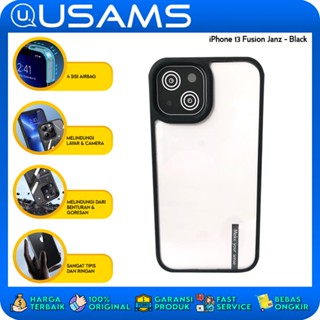Usams iPhone 13 Fusion Janz เคสนิ่ม สีดํา ป้องกันการแตกร้าว ทนทาน