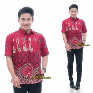 Artodomoro เสื้อเชิ้ตแขนสั้น ผ้าบาติก พิมพ์ลาย Maroon Melody สําหรับผู้ชาย