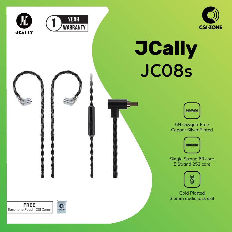 JCALLY JC08S 8 สายถักทองแดงพร้อมไมโครโฟน