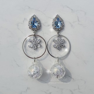 ♥ เครื่องประดับ รูปแอมเมลบี้ สไตล์เกาหลี ♥ Icy Bloom ต่างหู สีฟ้า (STAYC Sumin Earings)