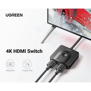 【ใหม่】UGREEN สวิตช์แยก HDMI 2 พอร์ต 4K 60Hz สําหรับสวิตช์ Xbox PS4 มอนิเตอร์ กล่องทีวี พร้อมสาย HDMI 1 เมตร
