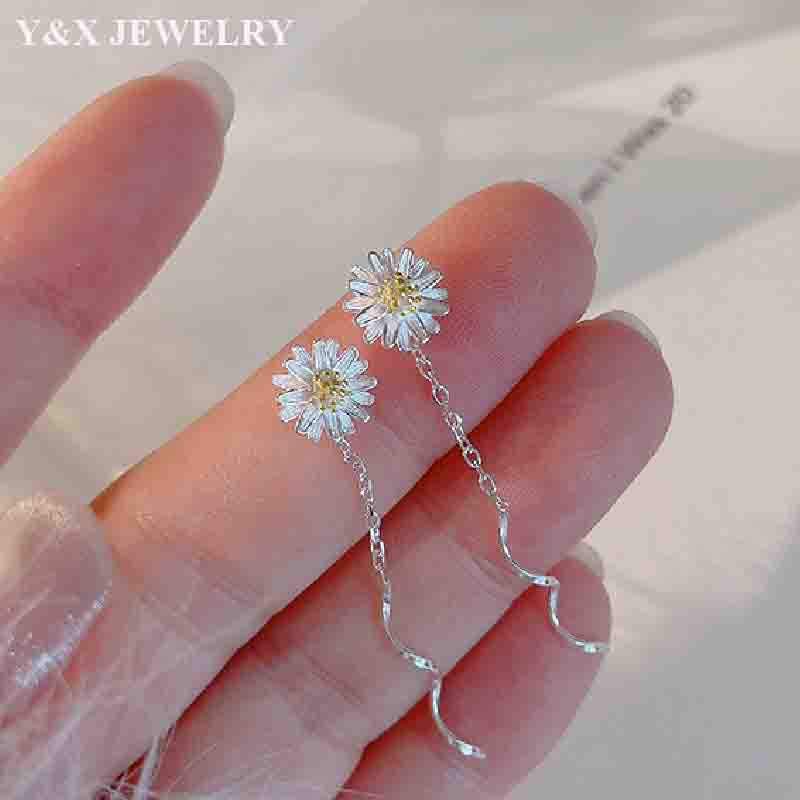 【Y&X】ต่างหูสตั๊ด เงิน 925 จี้ดอกเดซี่ ดอกทานตะวัน เครื่องประดับสตรี