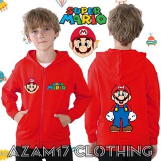 เสื้อแจ็กเก็ต มีฮู้ด แต่งซิป ลาย Super Mario Brost สําหรับเด็กผู้ชาย และเด็กผู้หญิง