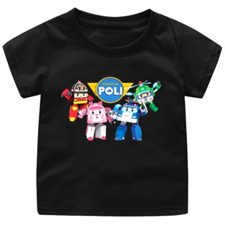 เสื้อยืด พิมพ์ลาย Robocar POLI สําหรับเด็กผู้ชาย และผู้ใหญ่