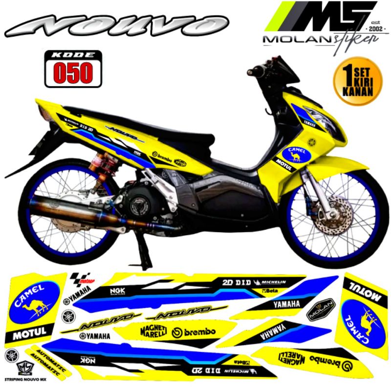 สติ๊กเกอร์รูปลอก Striping Variation Nouvo Z/MX 110 2005-2008 - Yamaha - Decal/สติ๊กเกอร์ Nouvo - Striping Moto GP - Yellow Racing