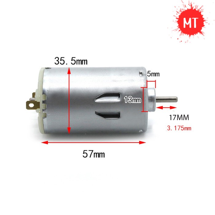 Dynamo Motor 550 Dc 12V แกนยาว (550Lx)