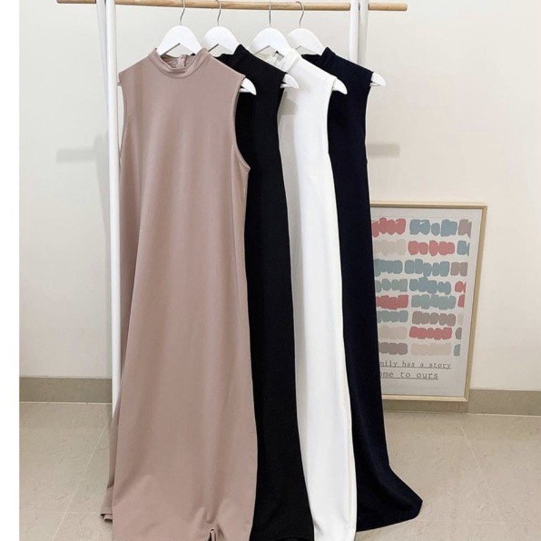☊Ready 9CEJ8 Inner Dress Span Sleeve Jersey High Quality Long Iner Dress Premium D67 ↑Lots of Stock