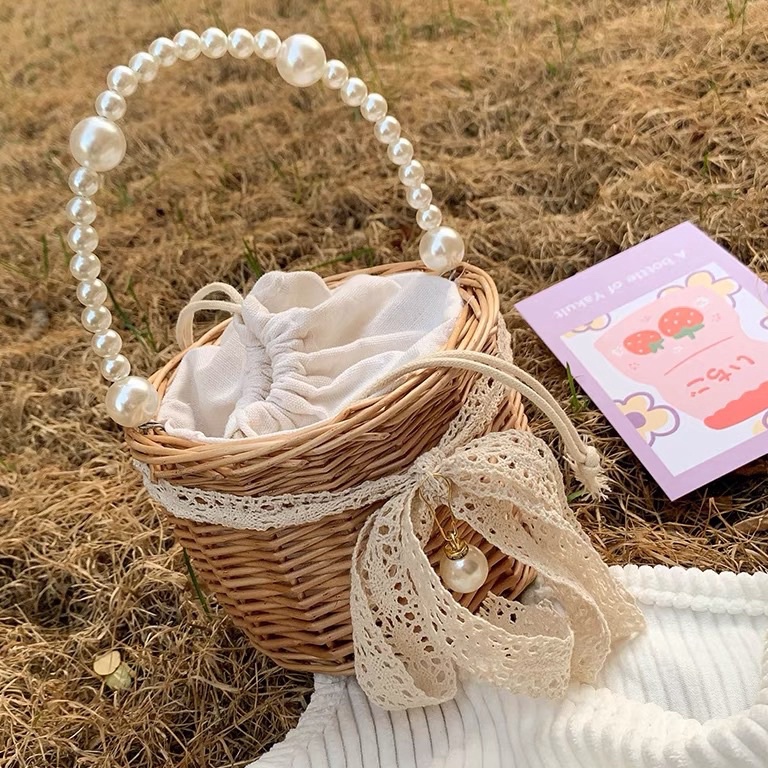 ราคาพิเศษ!. RELAXED PICLY PEARL BAG RELAXED HANDBAG ผู้หญิงนําเข้าสาววาดกระเป๋า LB 59