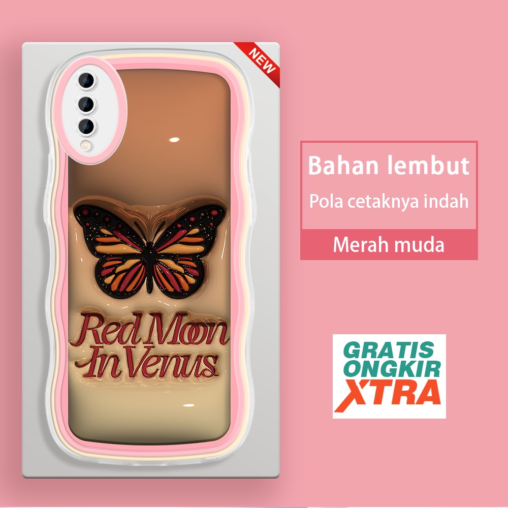VIVO T1 T1Pro S1 Pro 5G 4G กรณี 3D น่ารัก Red Moon In Venus ผีเสื้อ Kesing hp Casing jelly อุปกรณ์เส