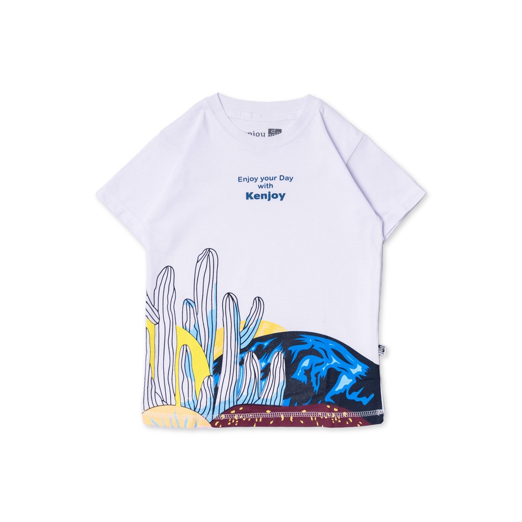 Kenjoy เสื้อยืดเด็ก Unisex Top - Enjoy Your Day White - อายุ 1 - 10 ปี