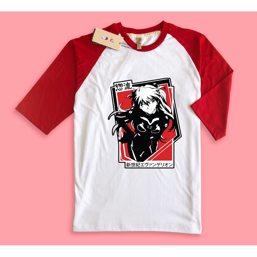 เสื้อยืด Neon Genesis Evangelion Asuka Anime Raglan