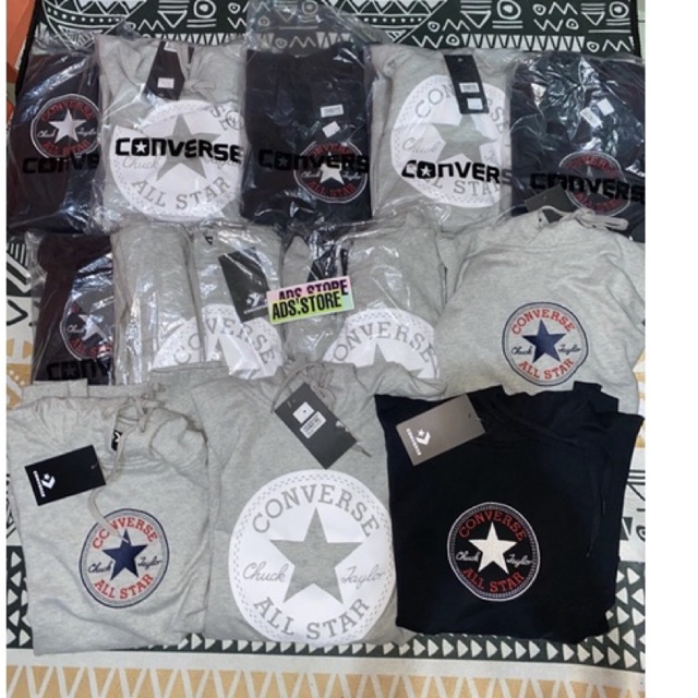 CONVERSE เสื้อกันหนาว มีฮู้ด ลายแผนที่ PT ของแท้