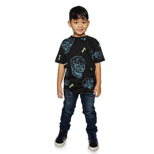 เสื้อยืดสีดํา Bloods Kids Wireframe
