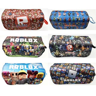 R ROBLOX กล่องดินสอ ลายเกมเสมือนจริง มีซิปคู่ เครื่องเขียน สําหรับนักเรียน