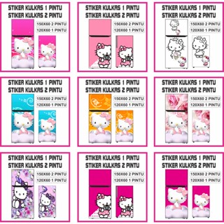 สติกเกอร์ ลาย Hello kitty 2 ประตู และ 1 ประตู สําหรับติดตู้เย็น