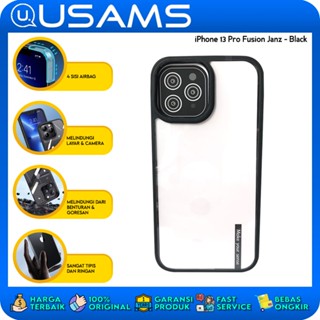 Usams iPhone 13 Pro Fusion Janz เคสนิ่ม สีดํา ทหาร หล่น บาง