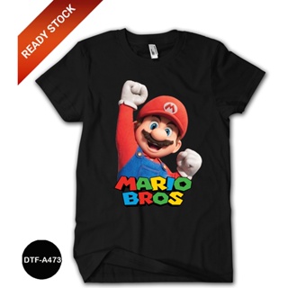 เสื้อยืด ผ้าฝ้าย พิมพ์ลาย Mario Bros 24s DTF-A473 สําหรับเด็ก