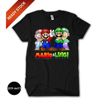 เสื้อยืด ผ้าฝ้าย พิมพ์ลาย Mario Bros 24s DTF-A477 สําหรับเด็ก