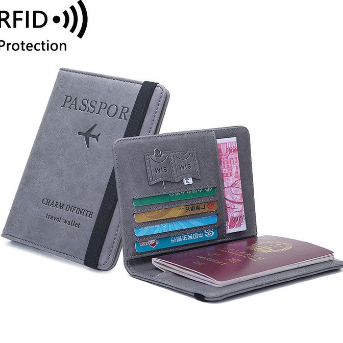 Ready Leather Passport Wallet Passport Travel Wallet RFID Protection 1643